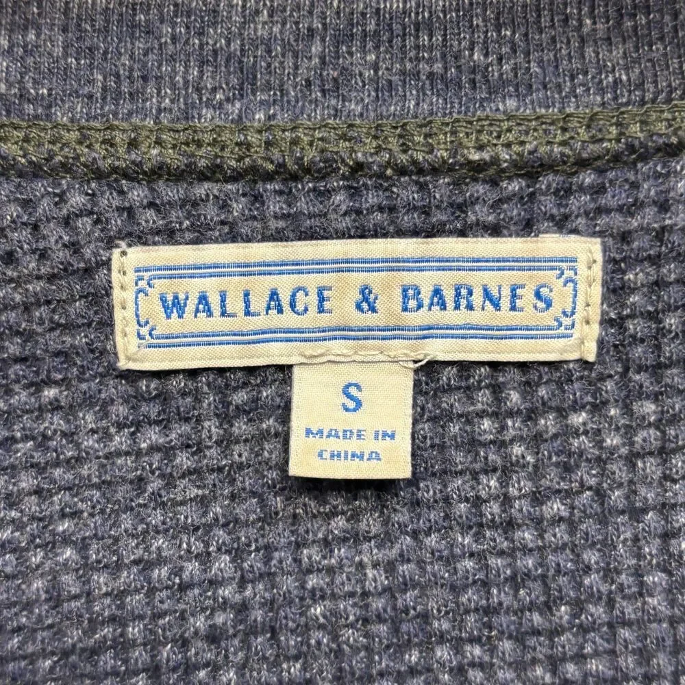 Wallace & Barnes Men Henley Waffle Thermal Shirt Top Size Small Blue D121 -18